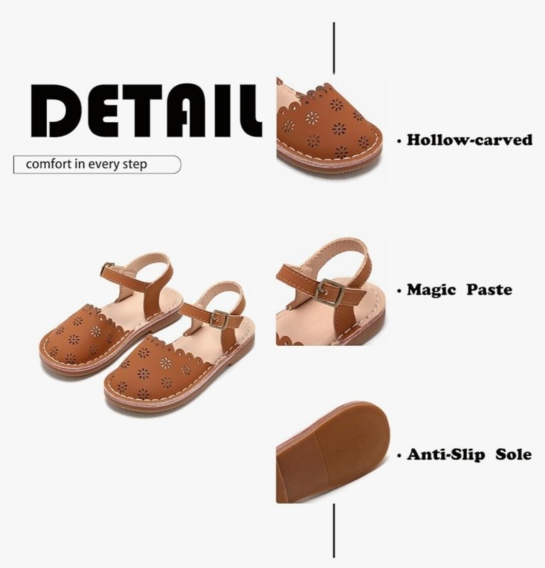 Flaryzone Big Kids' Classic Rome Breathable Flat SandalsSz 1M. New Without Box