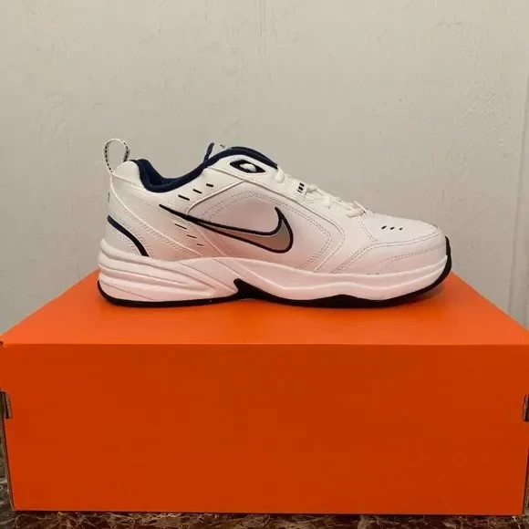 [FLASH SALE]-Nike Air Monarch IV Men's Cross-Training Shoes- White Navy [AUTH]