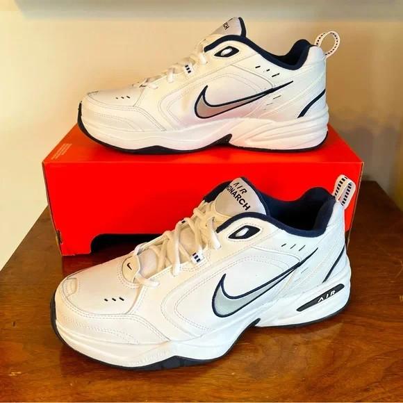 [FLASH SALE]-Nike Air Monarch IV Men's Cross-Training Shoes- White Navy [AUTH]