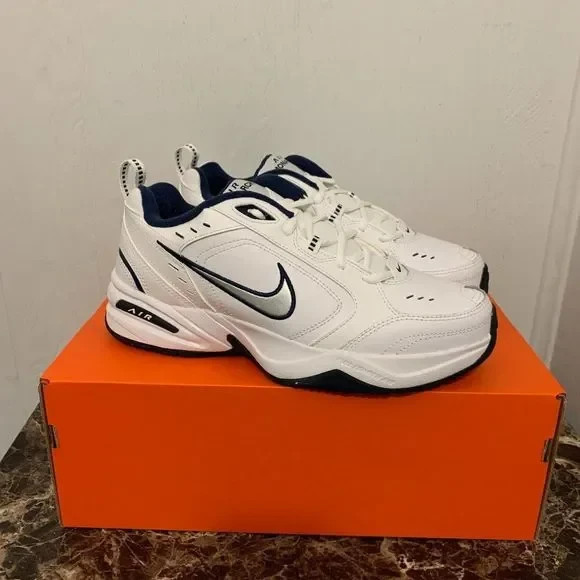 [FLASH SALE]-Nike Air Monarch IV Men's Cross-Training Shoes- White Navy [AUTH]