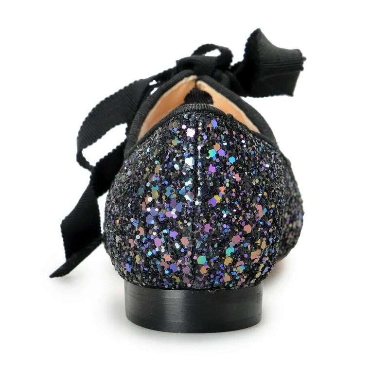 Flats Shoes Charlotte Olympia Girls INCY OLIVIA Midnight Glitter Leather Ballet