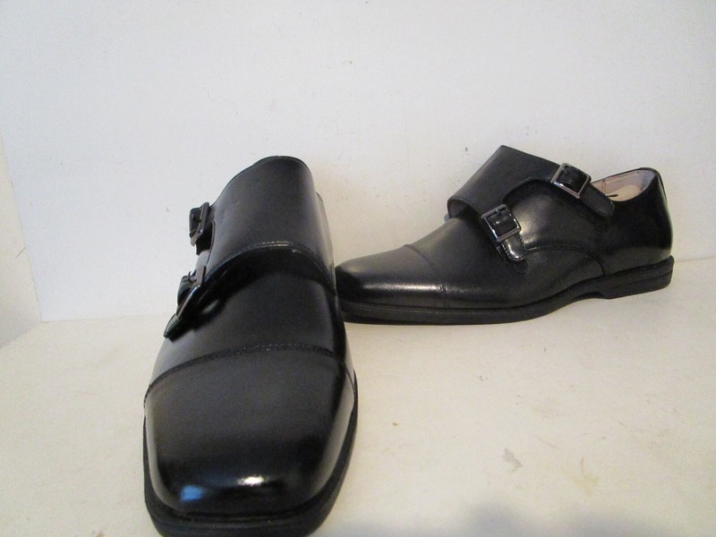 Florsheim Boys Reveal Double Monk Strap Leather Dress Shoes Black Size 3.5