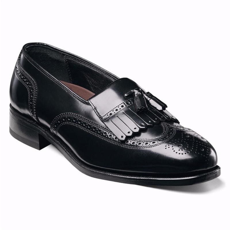 Florsheim Lexington Black Smooth Leather Wingtip Dress Loafer (USA Men Size)
