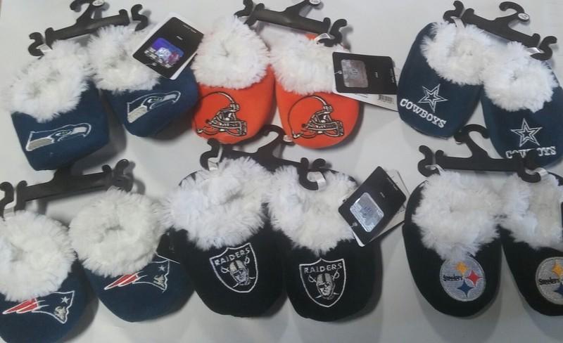 Football Infant Newborn Baby Booties Slippers NFL Shower Gift - Pick team & size