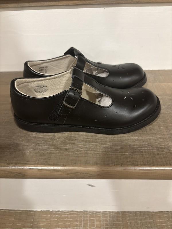 Footmates Girls Size 1.0 Sherry Black T Strap Mary Jane Dress Shoes