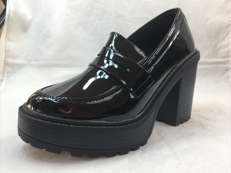 FOREVER-STATE-PATENT CHUNKY PLATFORM LOAFERS 4" Hi-Chunky Block Heel Women PUMPS