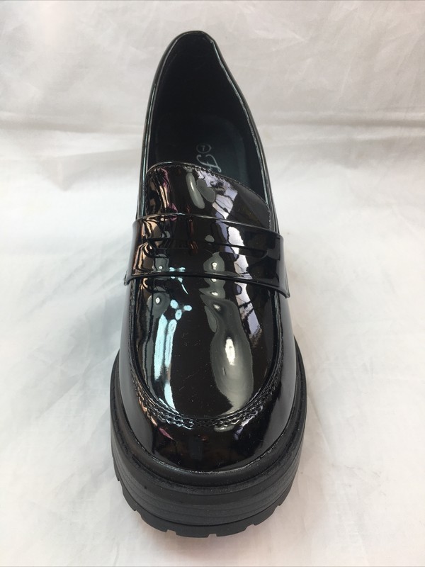 FOREVER-STATE-PATENT CHUNKY PLATFORM LOAFERS 4" Hi-Chunky Block Heel Women PUMPS