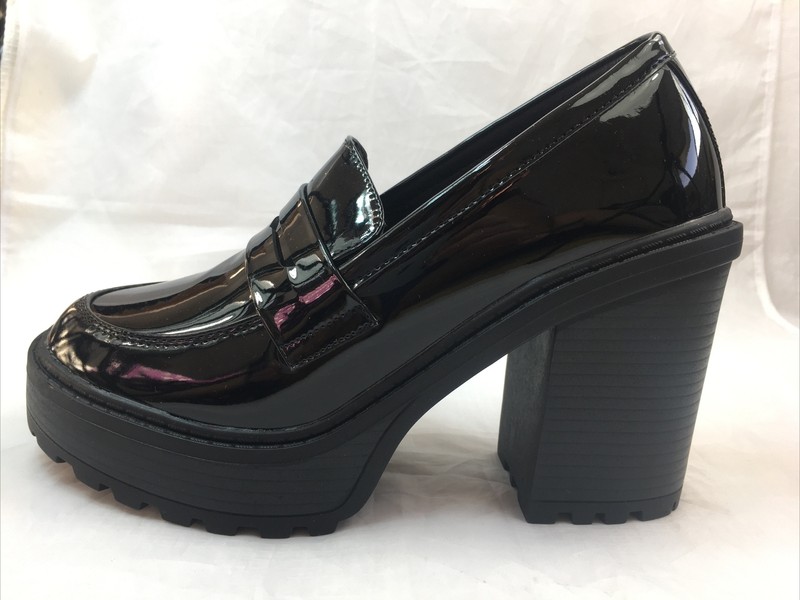 FOREVER-STATE-PATENT CHUNKY PLATFORM LOAFERS 4" Hi-Chunky Block Heel Women PUMPS