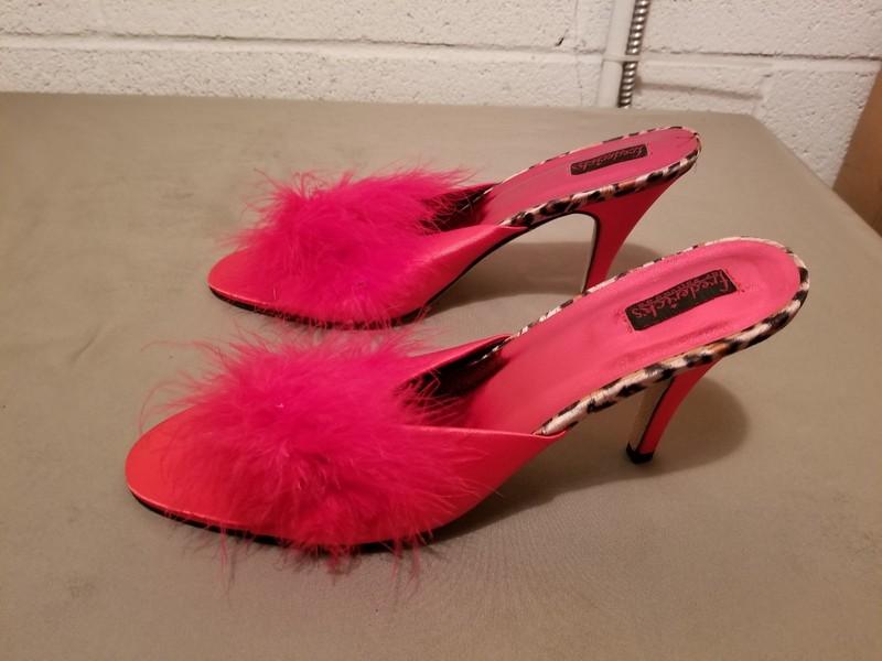 Frederick's Of Hollywood Marabou Mules Slippers Heels Shoes~U Choose Color
