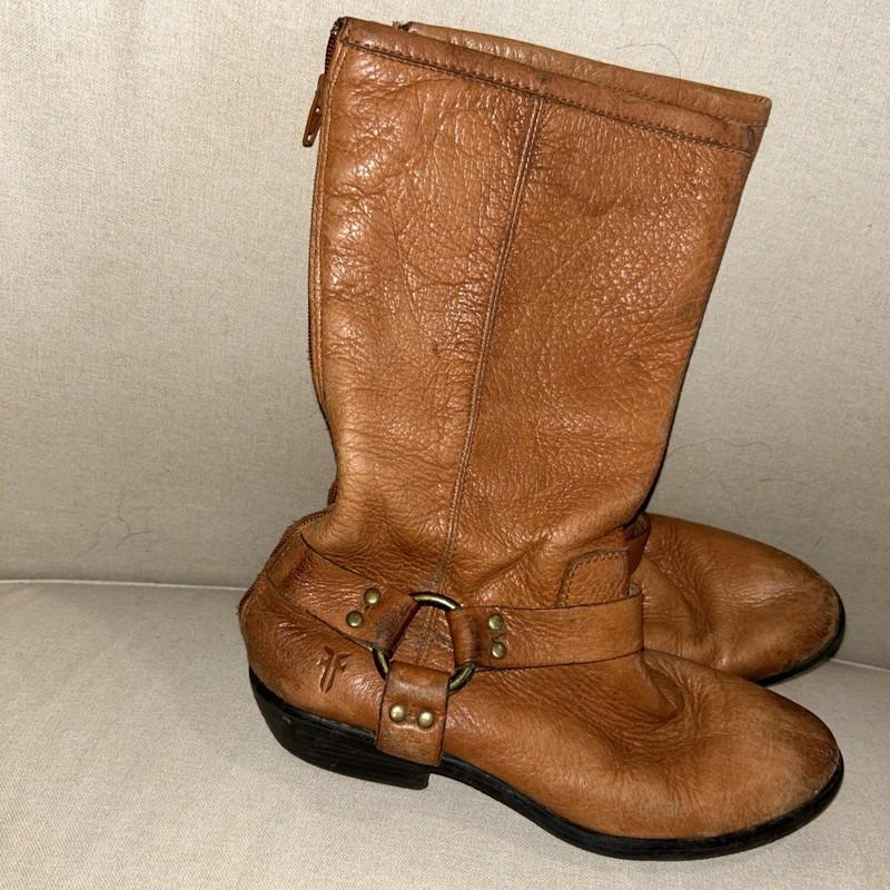 Frye Harness Boots Youth Size 1.5 Whiskey Leather Cowgirl Western Rodeo Moto