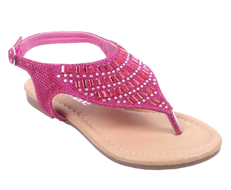 Fuchsia Color Rhinestones Casual Slingback Youth Girls Kids Sandals Size 11