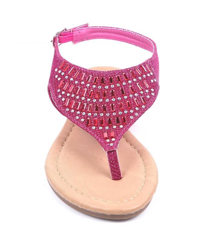 Fuchsia Color Rhinestones Casual Slingback Youth Girls Kids Sandals Size 11