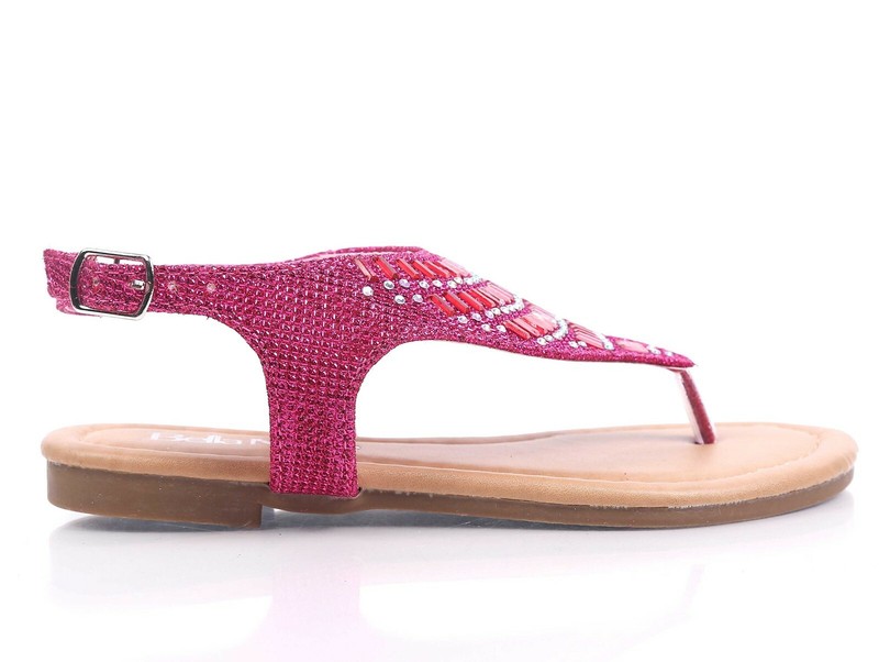 Fuchsia Color Rhinestones Casual Slingback Youth Girls Kids Sandals Size 10