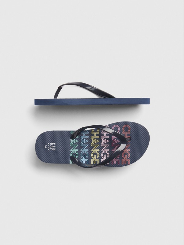 Gap Kids Flip Flops Blue Graphic Be The Change