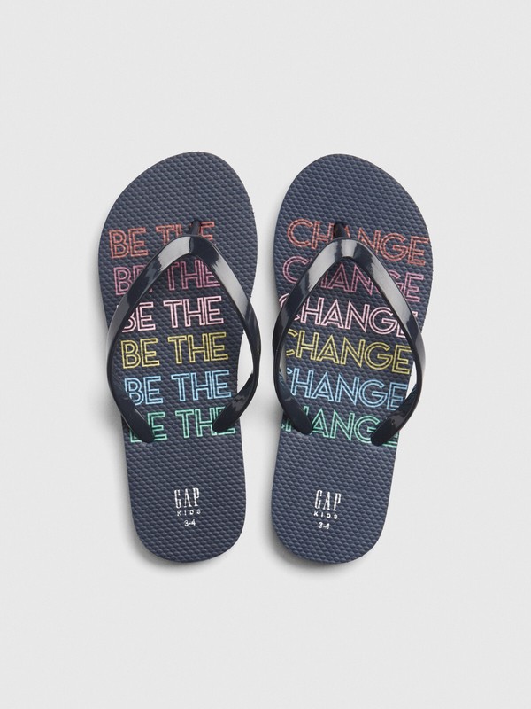 Gap Kids Flip Flops Blue Graphic Be The Change