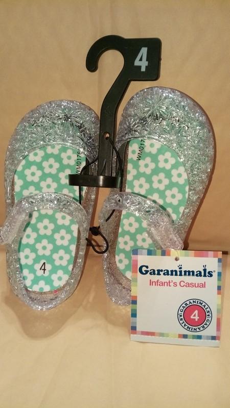 Garanimals Infant Casual clear with Green Flower insoles Jelly Shoes Size 4