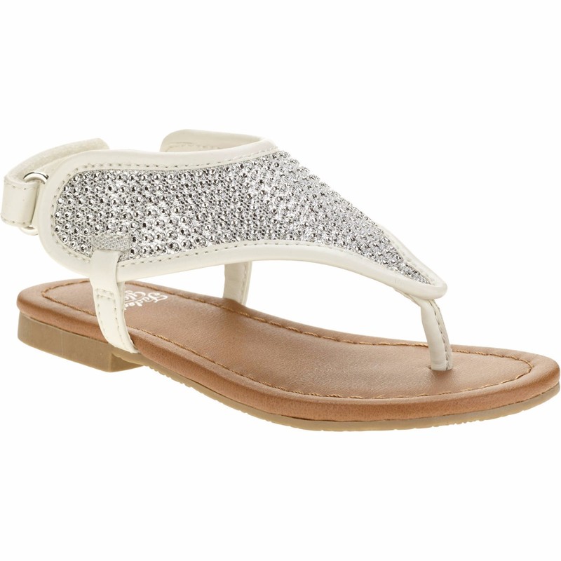 Garanimals Infant Toddler Girls Rhinestone Flip Flop Sandals Size 2 White