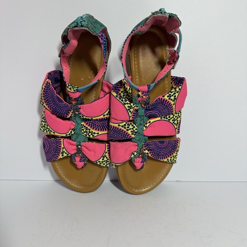GB Girls Kids Jaxxy Strappy Flat Sandals Pink Back Zip Size 5M