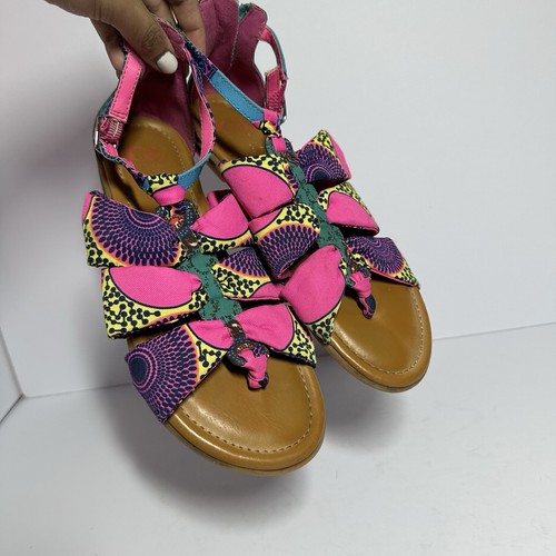 GB Girls Kids Jaxxy Strappy Flat Sandals Pink Back Zip Size 5M