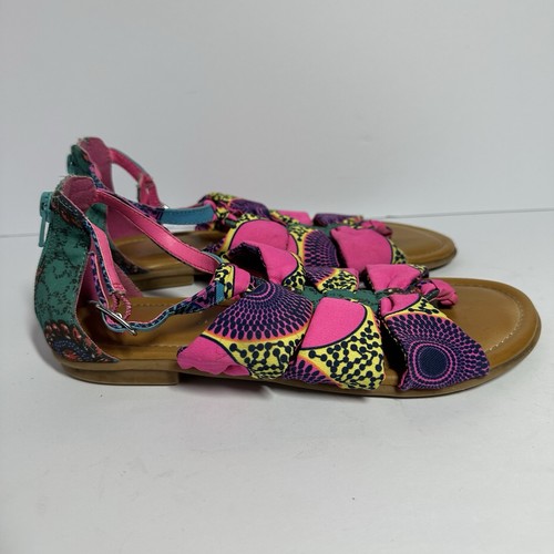 GB Girls Kids Jaxxy Strappy Flat Sandals Pink Back Zip Size 5M