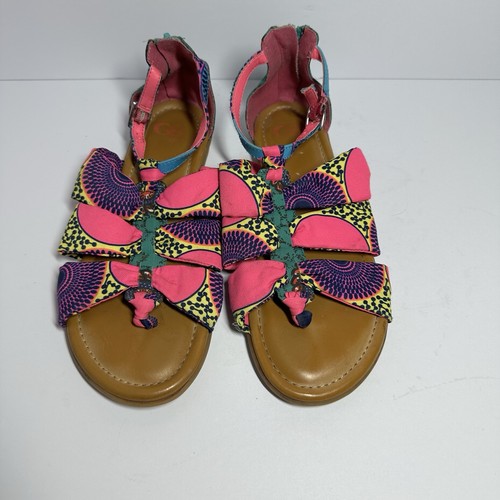 GB Girls Kids Jaxxy Strappy Flat Sandals Pink Back Zip Size 5M