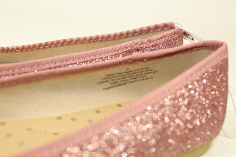 Genice Girls Size 3 Pink Ballerina Ballet Flat Sparkly Glittery Shimmer Bow
