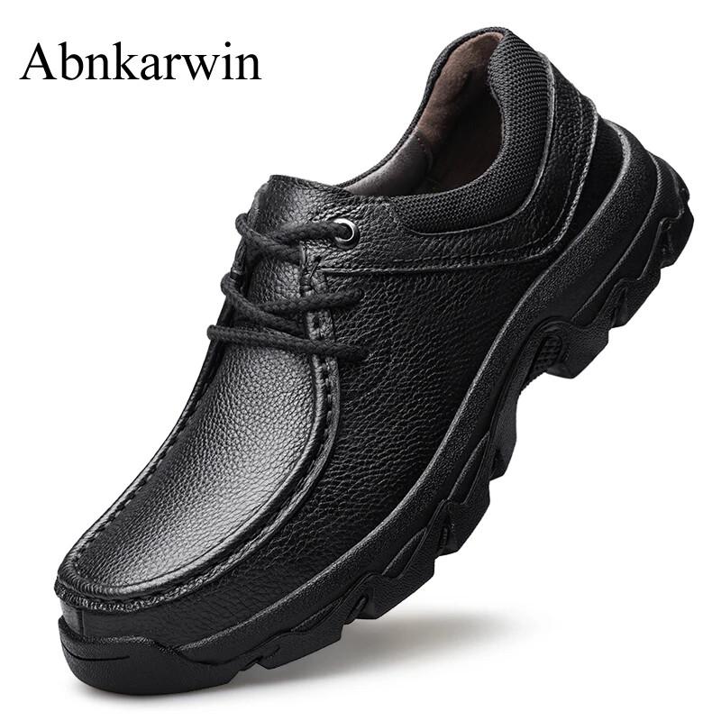 Genuine Leather Casual Men's Shoes Outdoor Work Comfortable Sneakers Plus Size