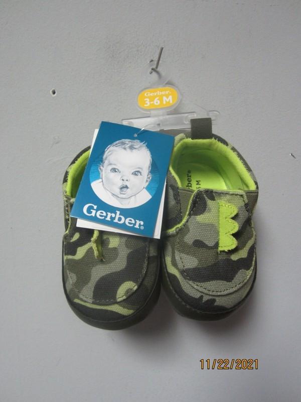 Gerber Baby Boy Dinosaur Soft Sole Crib Shoe Camouflage Green 3/6 Mo