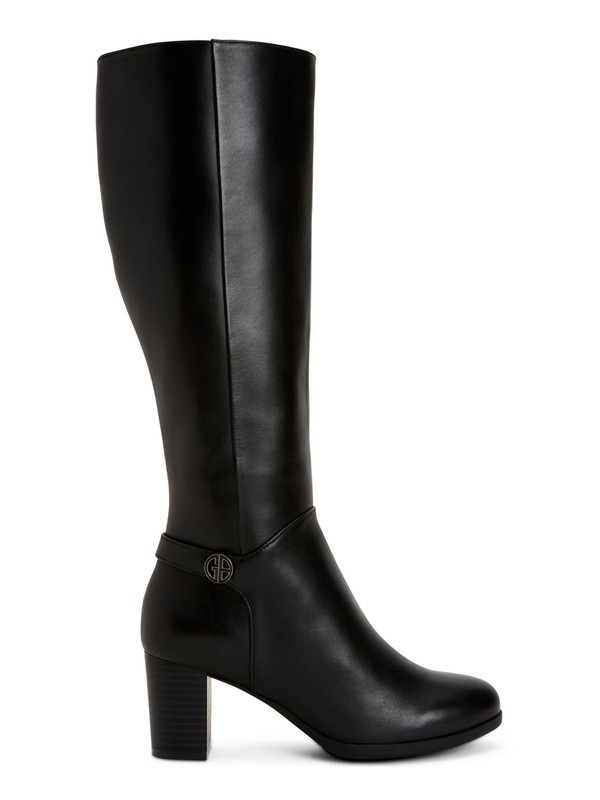 GIANI BERNINI Womens Black Adonnys Round Toe Block Heel Leather Boots 8 WC