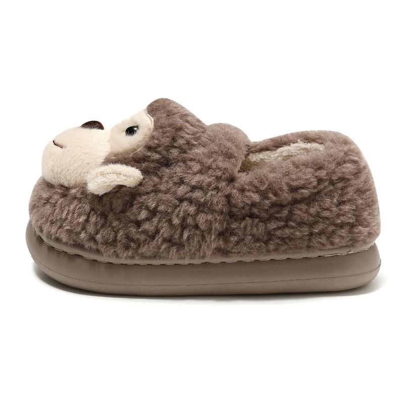 Girl Fur Anti Slip Warm Slipper Fashionable Lovely Monkey Matching Plush Slipper