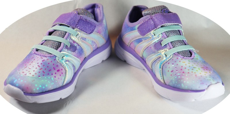 Girl's Athletic Shoes Easy On/Off Purple Shiny Non-Marking