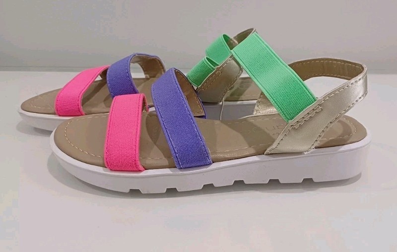 Girl's Mango Pink Glitter Floral Sandals Size-11