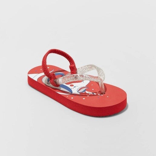 Girls' Adriana Unicorn Print Flip Flop Cat & Jack Red 7-8 NWT 1000000010