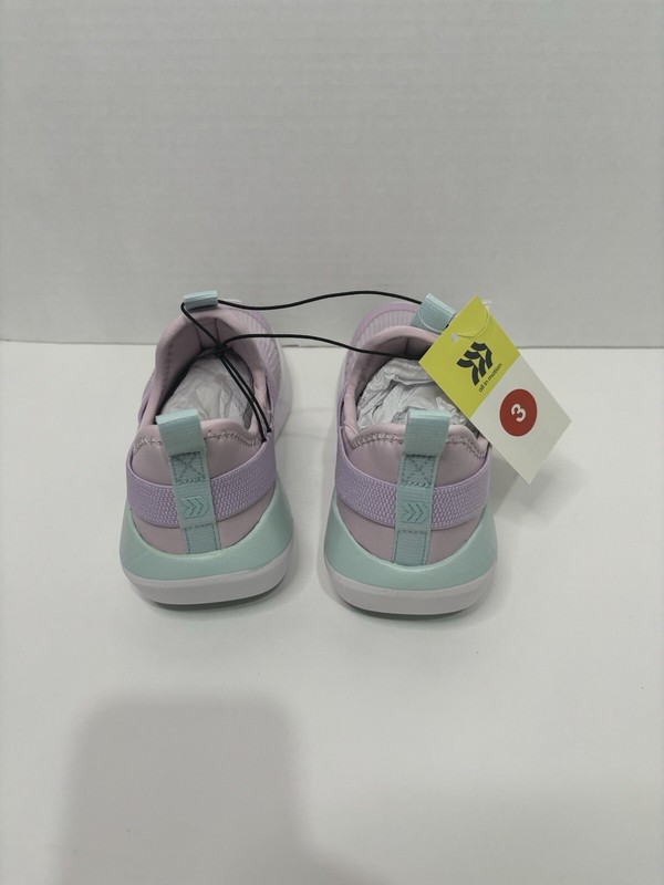 Girls All In Motion Purple Slip On Performance Silver Sneakers Size 3