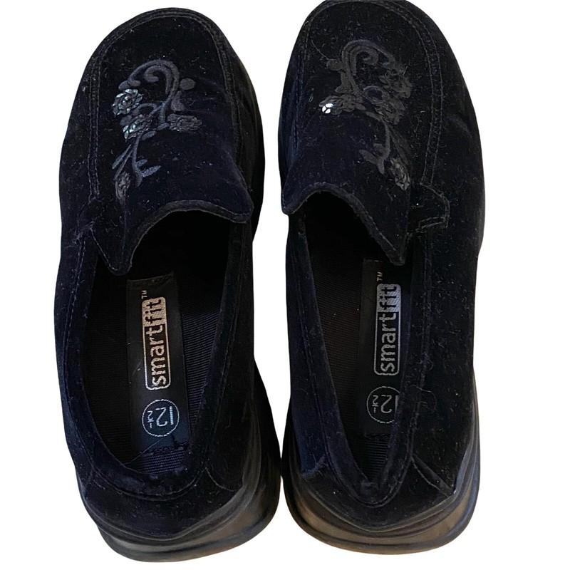 Girls Black Velvet Platform Dressy Shoes Sz 12.5