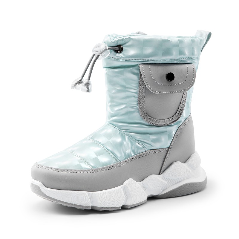 Girls Boys Kids Mid Calf Snow Boots Faux Fur Lined Warm Winter Ski Boots