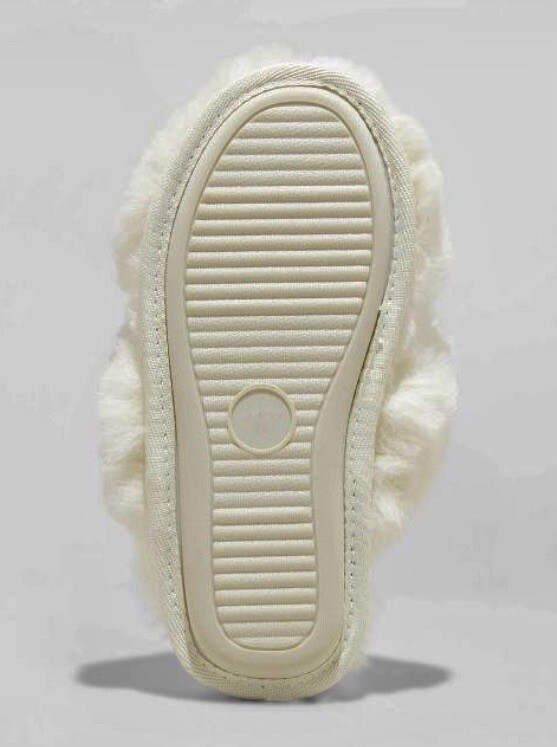 Girls' Brooklyn Slide Fuzzy Slippers Cream - Cat & Jack - SIZE S (13/1)