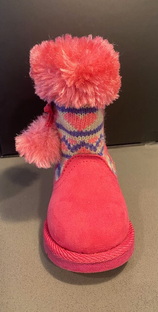 Girls Canyon River Blues Pink Purple Knit Heart Boots Faux Fur Size 3 Toddler