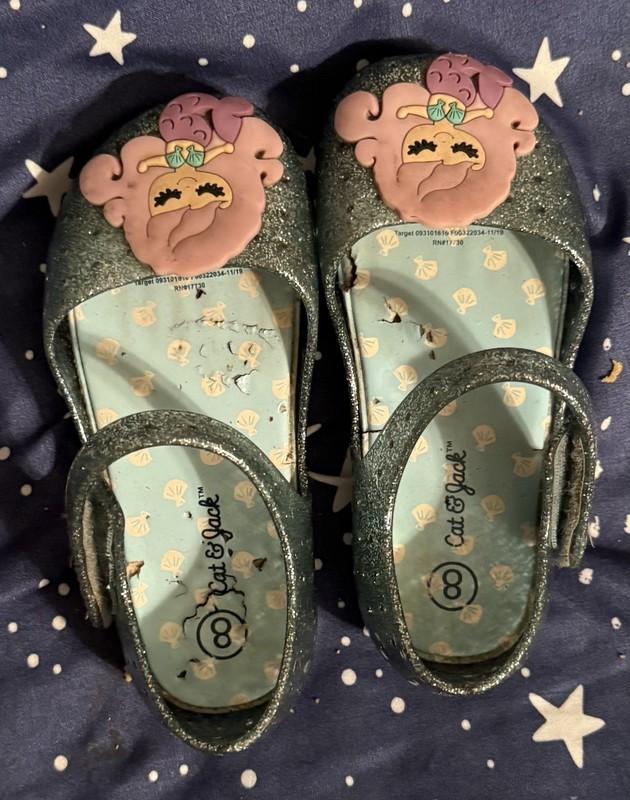 Girls’ Cat & Jack Hydee Teal Mermaid Jelly Shoes Sz 8 Preloved