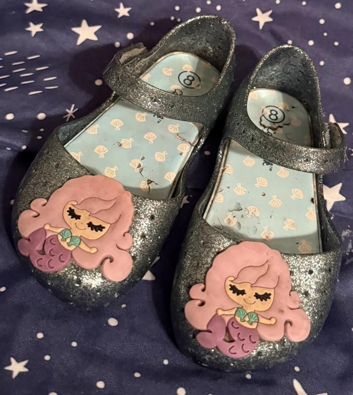 Girls’ Cat & Jack Hydee Teal Mermaid Jelly Shoes Sz 8 Preloved