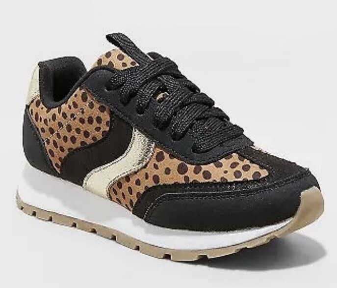 Girls' Ellison Leopard Print Lace-Up Sneakers Brown - Cat & Jack - SIZE 4