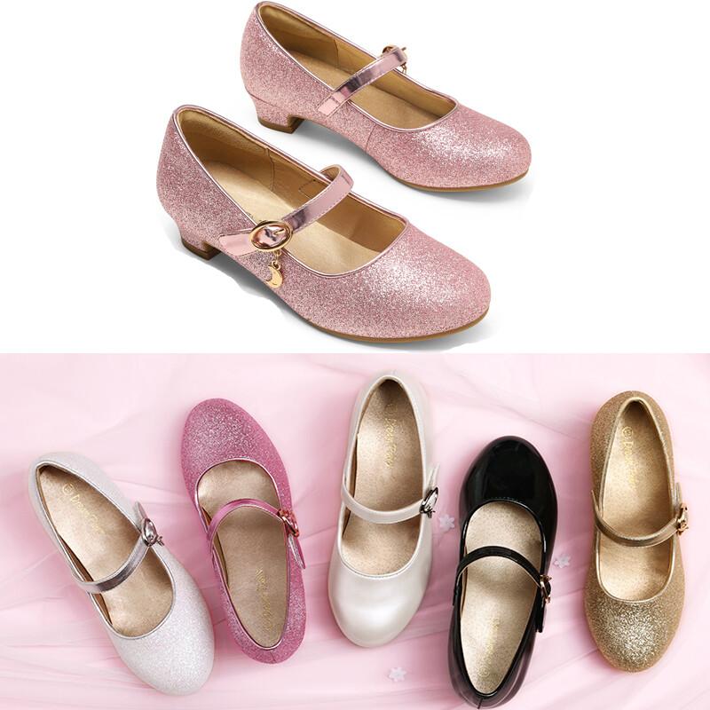 Girls Kids Children Low Heel Party Wedding Mary Jane Sandals Court Shoes Size US