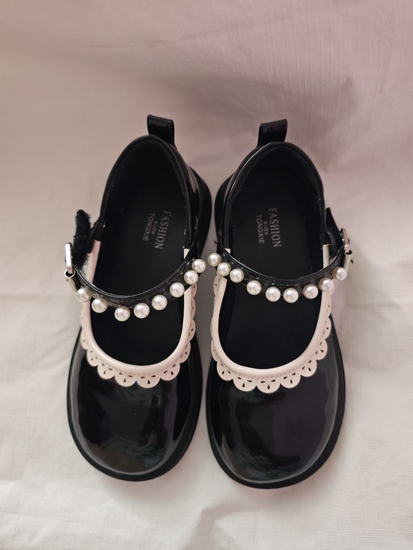 Girls Kids Princess Party Mary Jane Wedding Toddlers Pearl Dress Shoes 6-7 Yrs