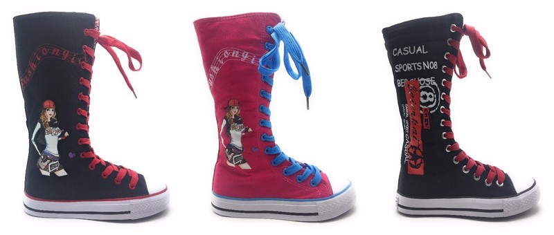 Girls Little Kids New Fashion Mid Calf Knee High Flat Canvas Sneakers …