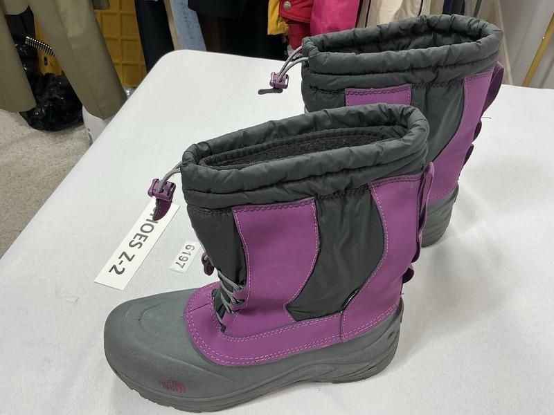Girls North Face Alpine Midcalf Snow Boots 7 Purple Black Insulated Waterproof