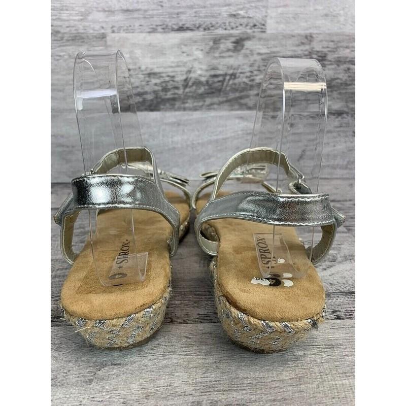 Girls Silver Metallic Sprox Bow Sandals Size 4