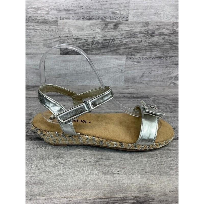 Girls Silver Metallic Sprox Bow Sandals Size 4