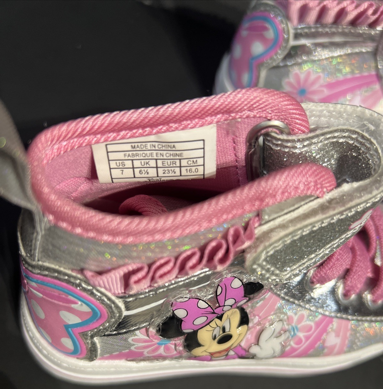 Girls Size 7 Toddler Sneakers DISNEY MINI MOUSE Hook Loop Slip On No Laces EU 23