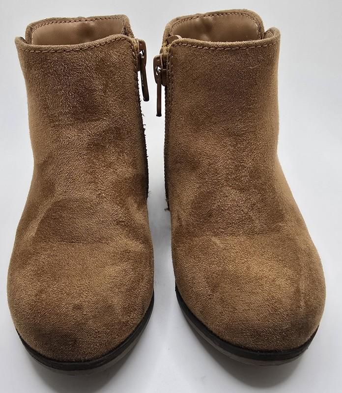 Girls Size 9 Cat And Jack Faux Suede Booties Side Zip Brown Cowgirl Western GUC
