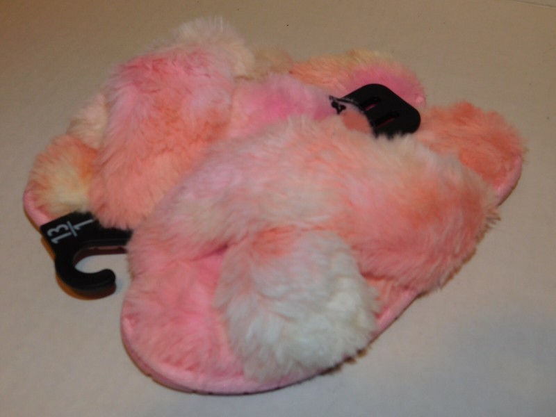 Girls Slippers Peach & Pink SOFT W/ Outdoor Soles 13 1